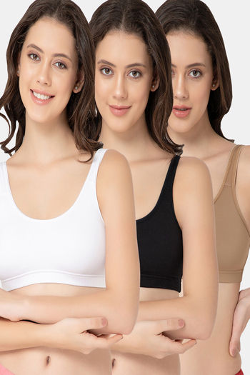 Buy Lady Lyka Modal Sports Bra (Pack od 3) - Multicolor